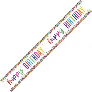 Multi Colour Confetti Print Happy Birthday Banner